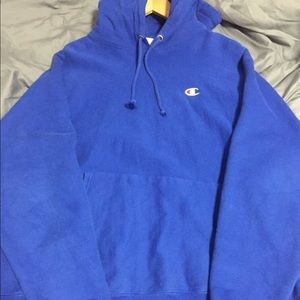 Champion Reverse Weave Hoodie Blue Size L Mens